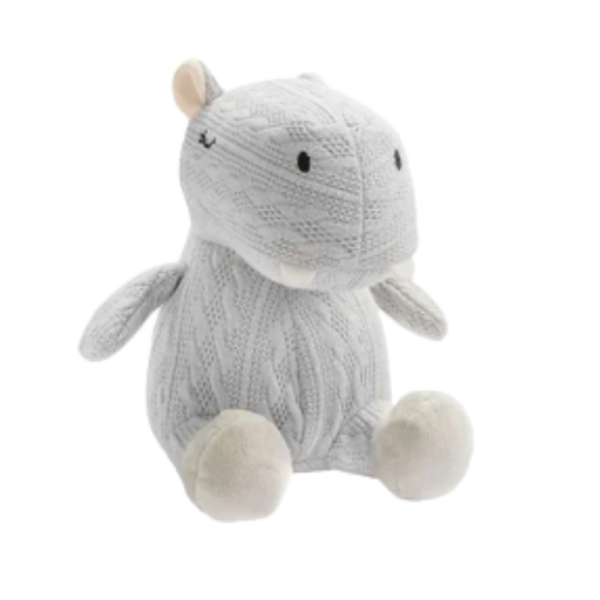 Pelúcia de Tricô 100% algodão18cm [Branco Gelo Acinzentado]