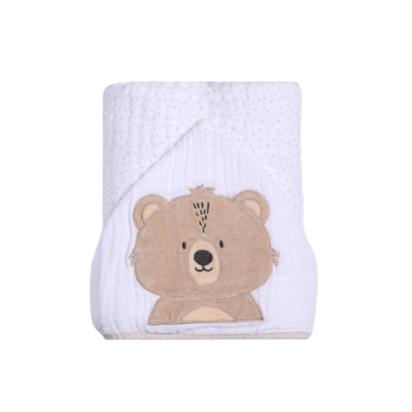 Toalha de Banho Soft Luxo Friends 90x75cm 3 Camadas de Fralda [Urso]