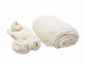 Box Ovelha Manta + Naninha+ Pantufa